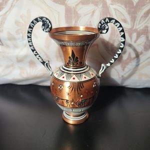 Copper Hand Painted by Laios Greece Vase